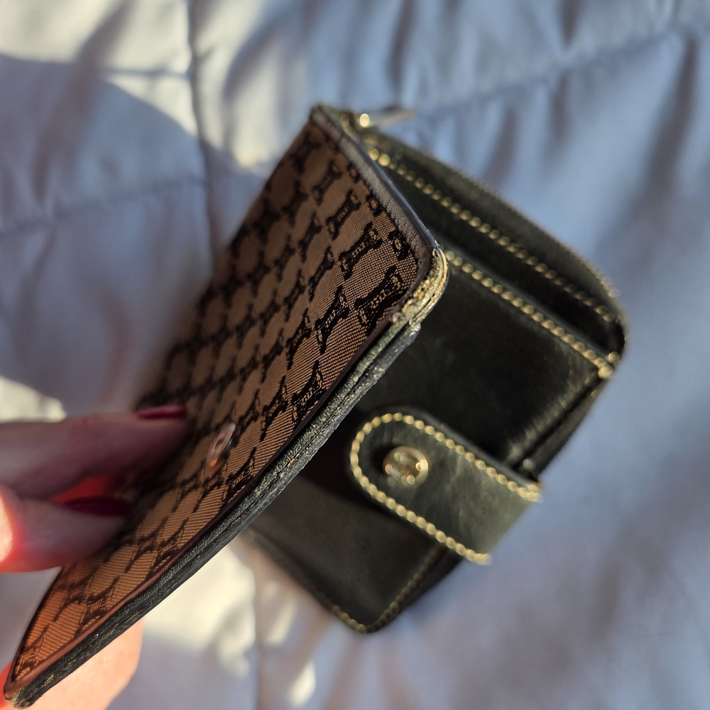 Authentic Vintage CELINE Macadam Pattern Round Zipper Vintage Bi-Fold Wallet - Picture 10 of 12